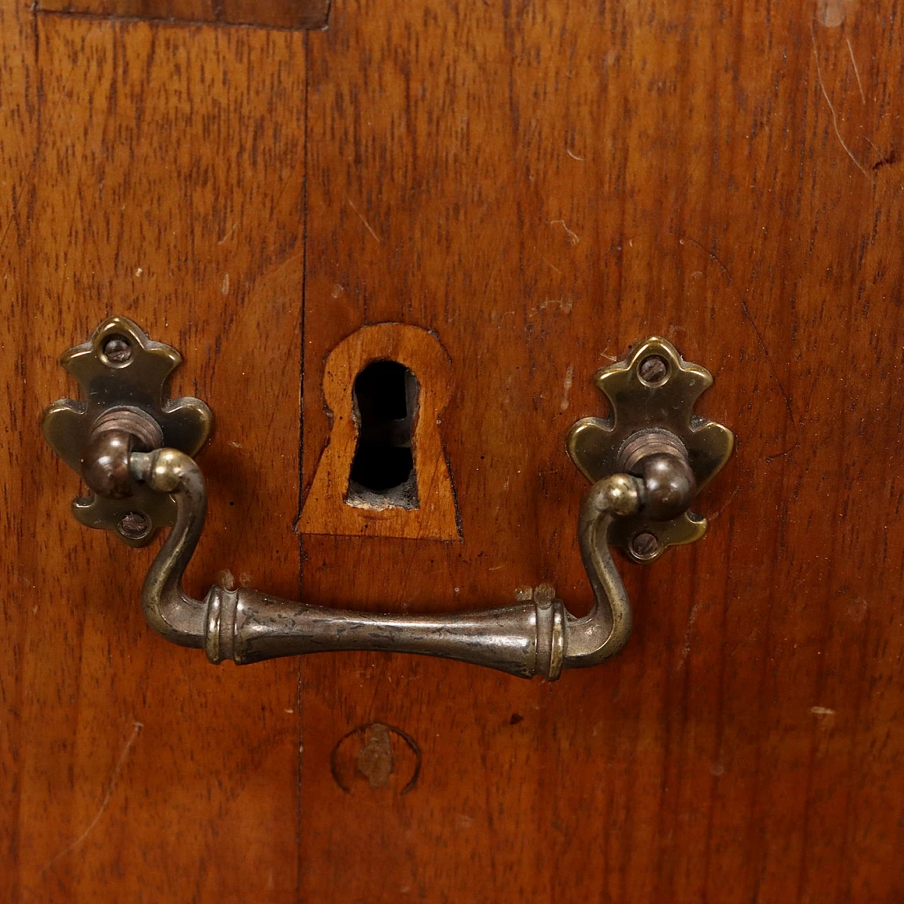 Scrivania in noce con 5 cassetti e interni in abete, '800 6