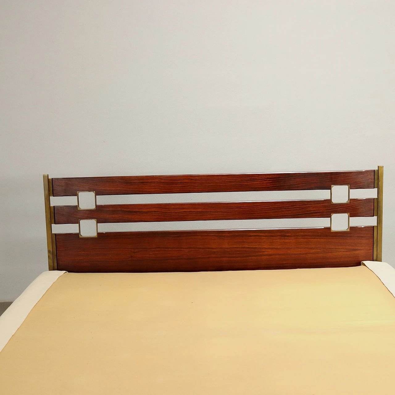 Exotic wood veneered wood and brass bed by Ico Parisi, 1960s 3
