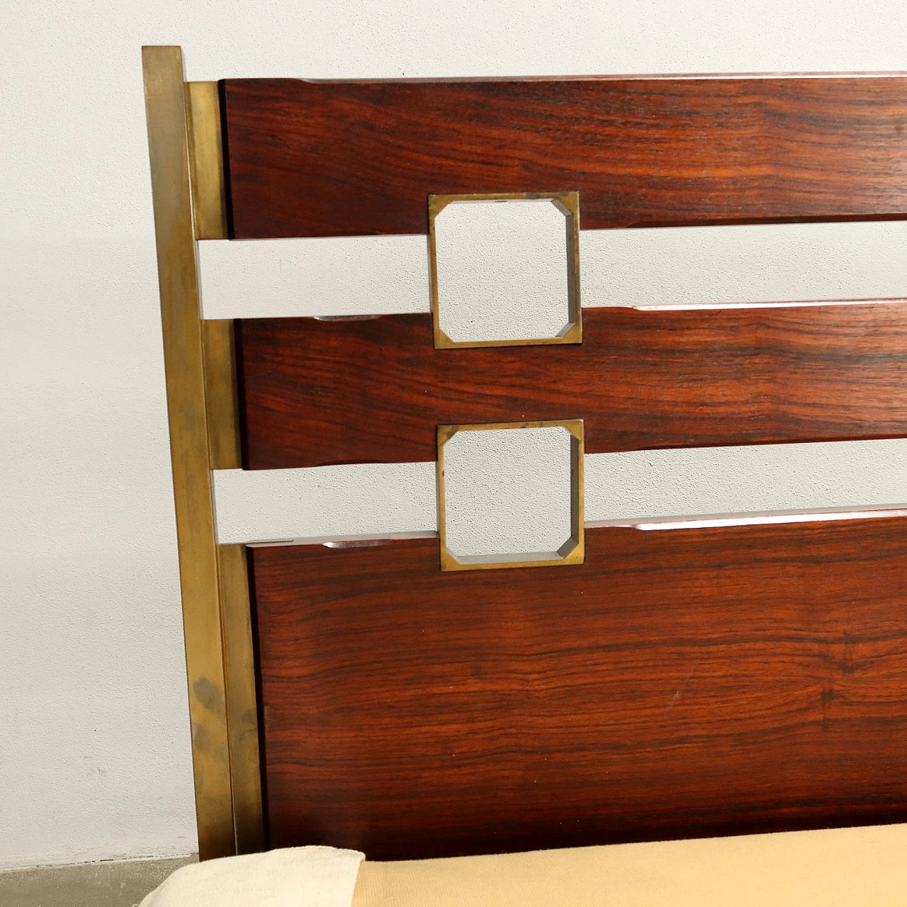 Exotic wood veneered wood and brass bed by Ico Parisi, 1960s 4