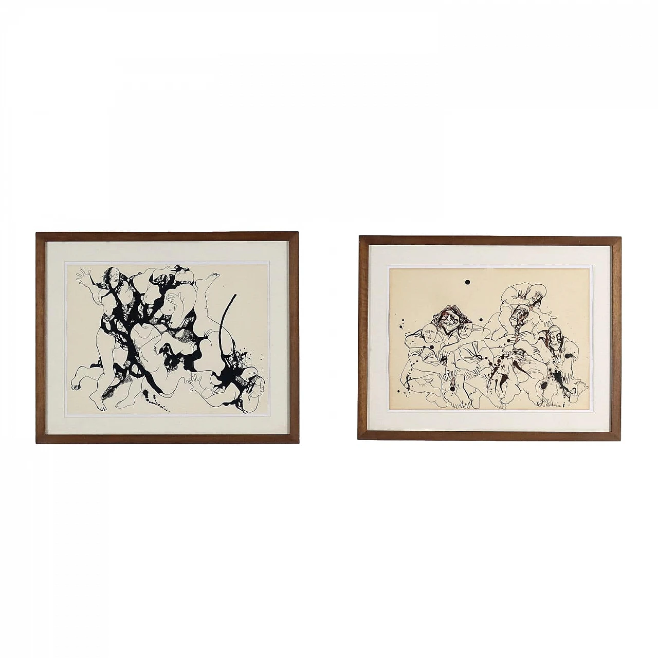 Vyacheslav Sawich Mikhailov, pair of drawings, ink on paper 1