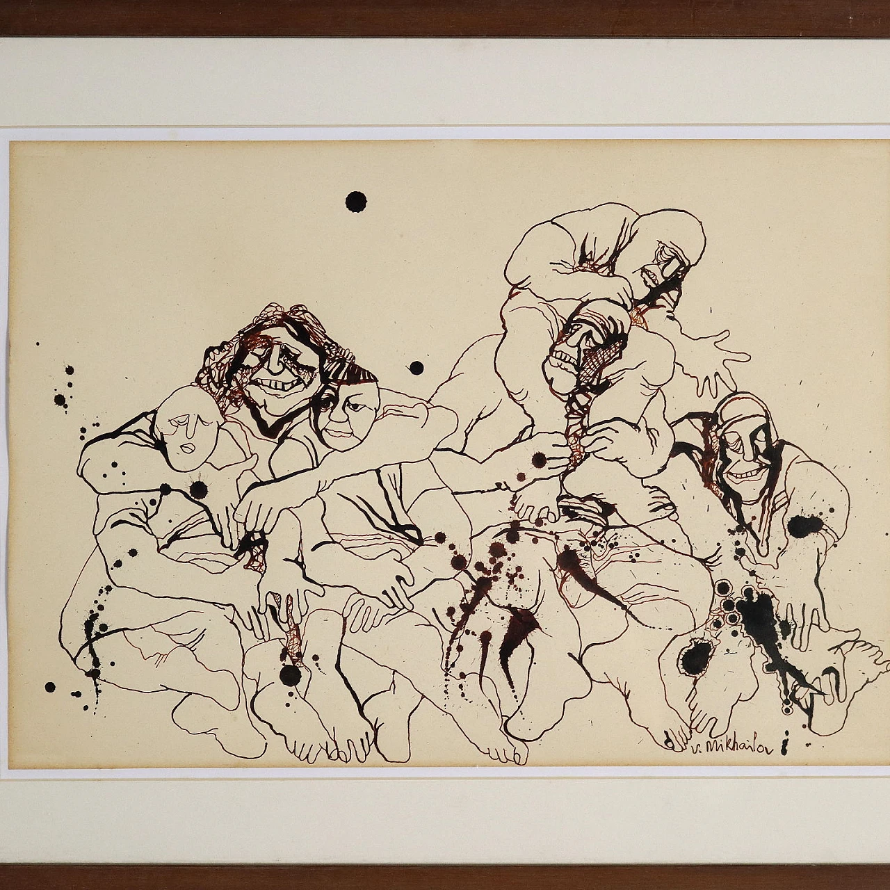 Vyacheslav Sawich Mikhailov, pair of drawings, ink on paper 4
