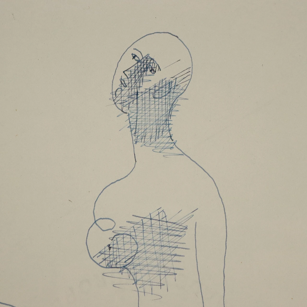 Mario Tozzi, Figure at rest, pen drawing, 1969 3