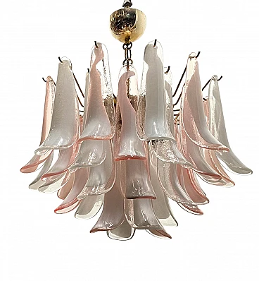 Pink and white Murano glass chandelier, 1970s