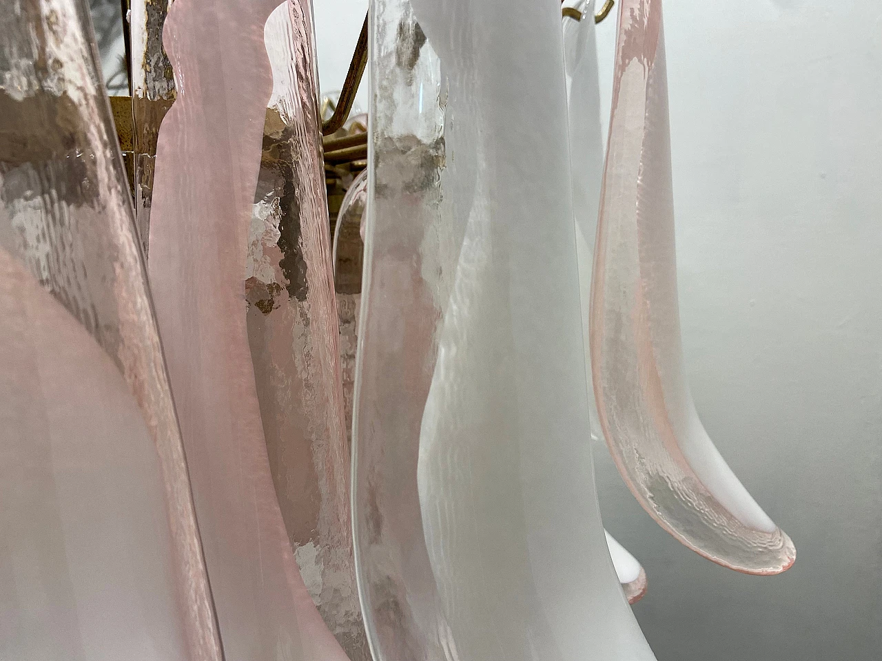 Pink and white Murano glass chandelier, 1970s 3