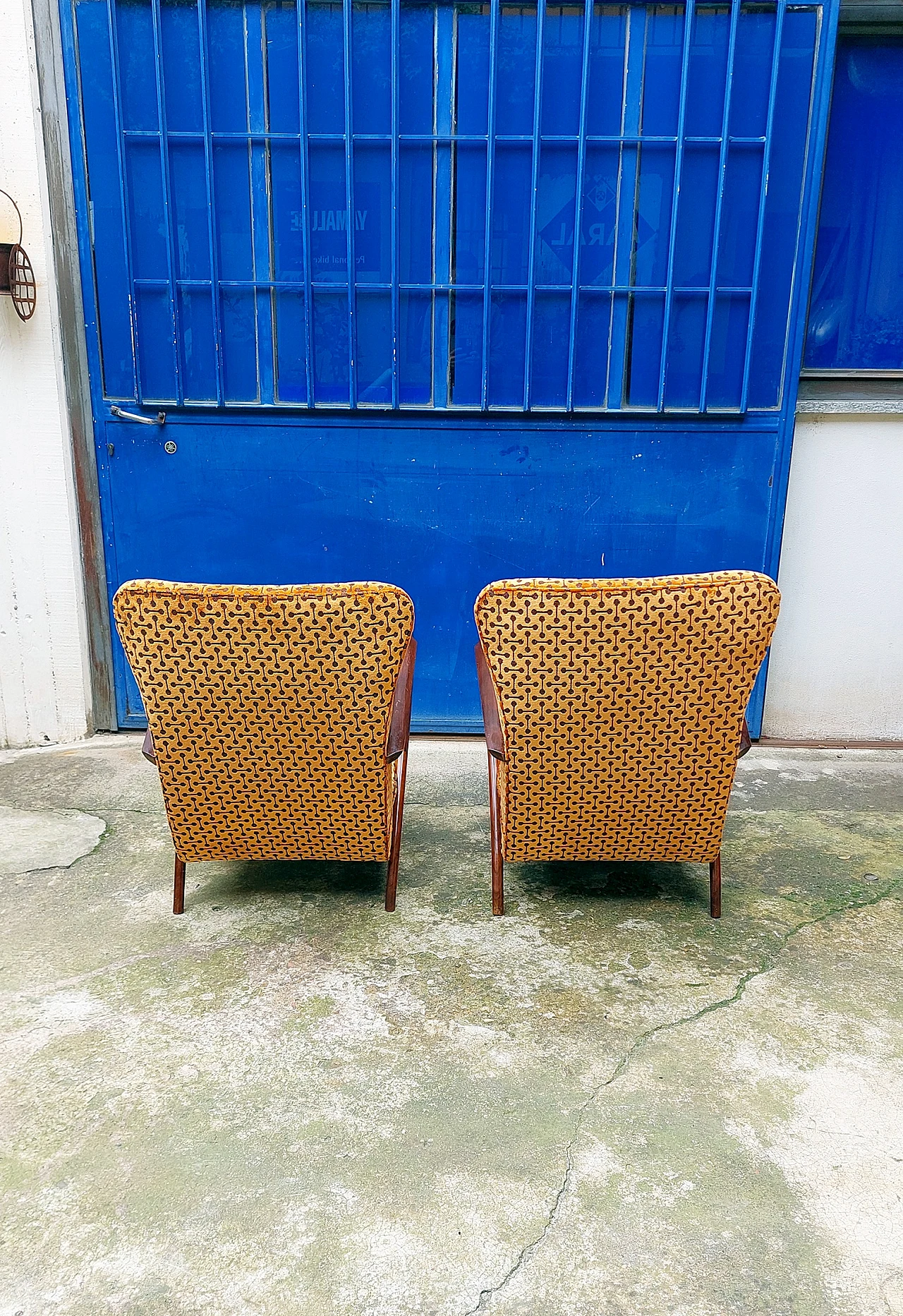 Pair of Art Deco armchairs in bent beech and velvet, 1940s 10