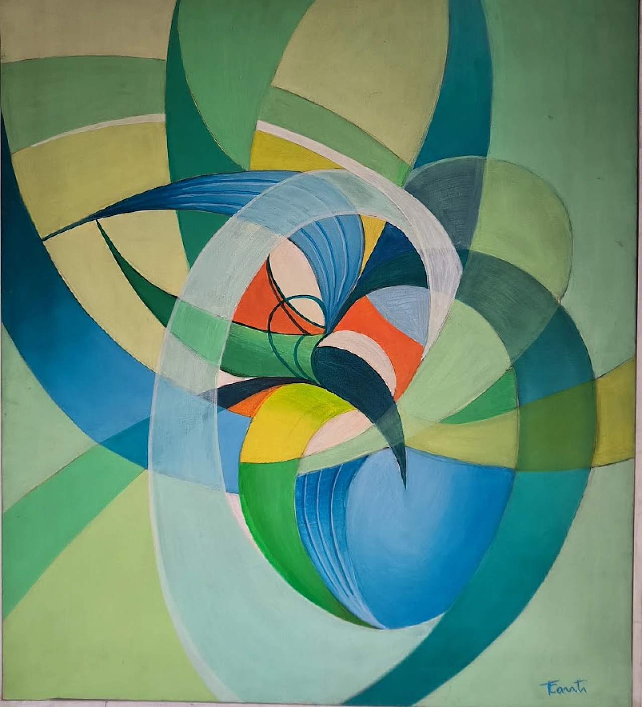 Tina Conti, composizione futurista, dipinto a olio su tela, anni '30 3