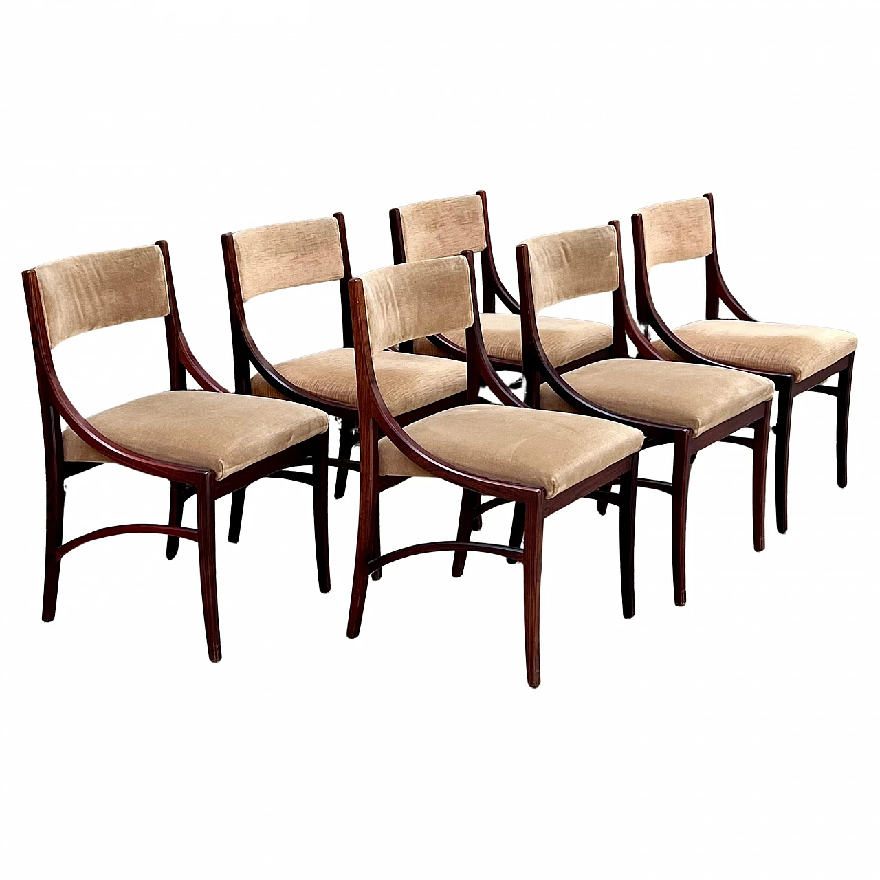 6 Mahogany 110 chairs by Ico Parisi for Cassina, 1960s 1