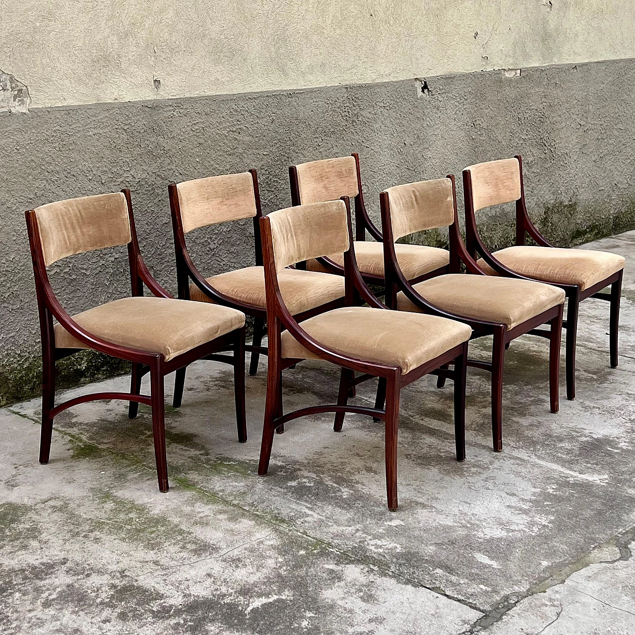 6 Mahogany 110 chairs by Ico Parisi for Cassina, 1960s 2