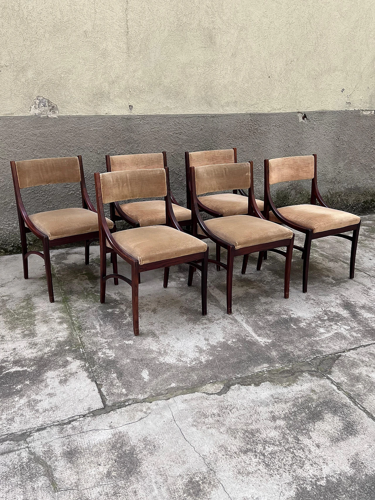 6 Mahogany 110 chairs by Ico Parisi for Cassina, 1960s 3