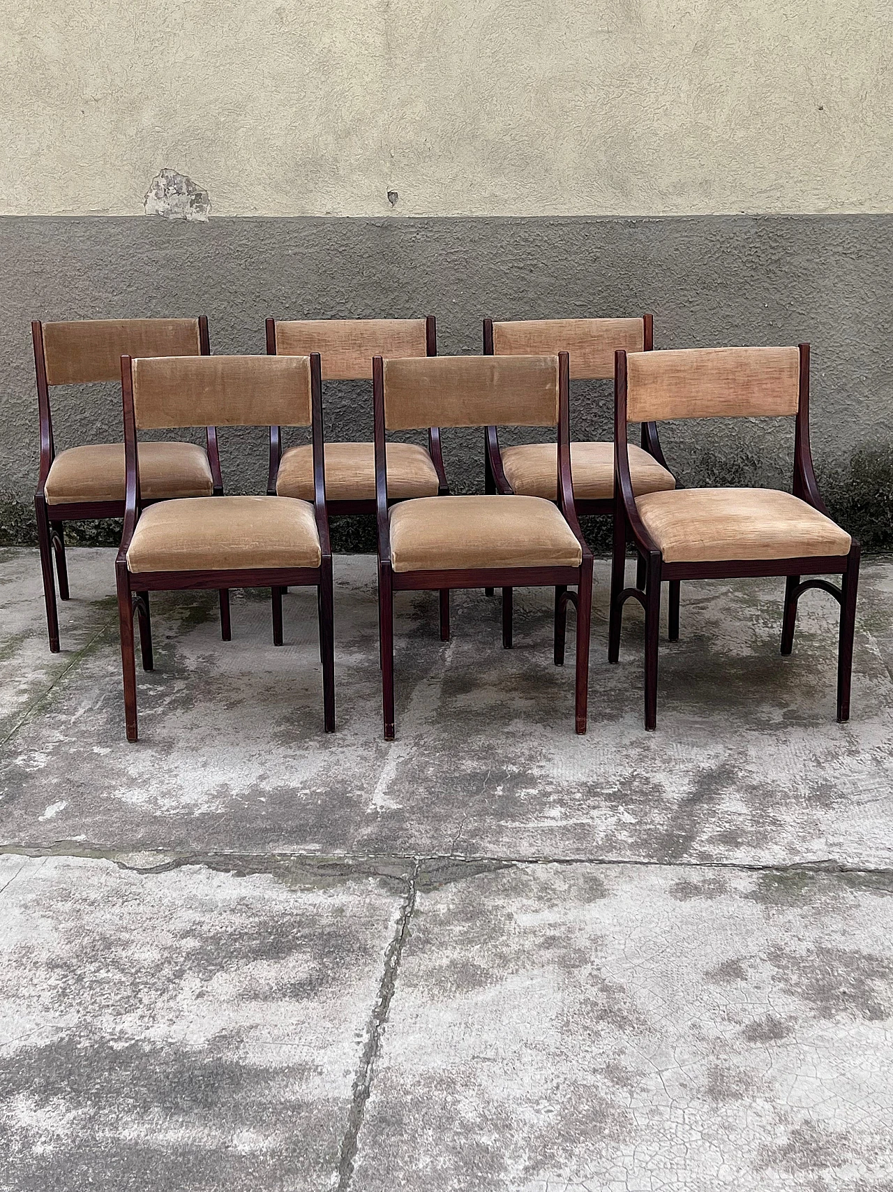 6 Mahogany 110 chairs by Ico Parisi for Cassina, 1960s 4