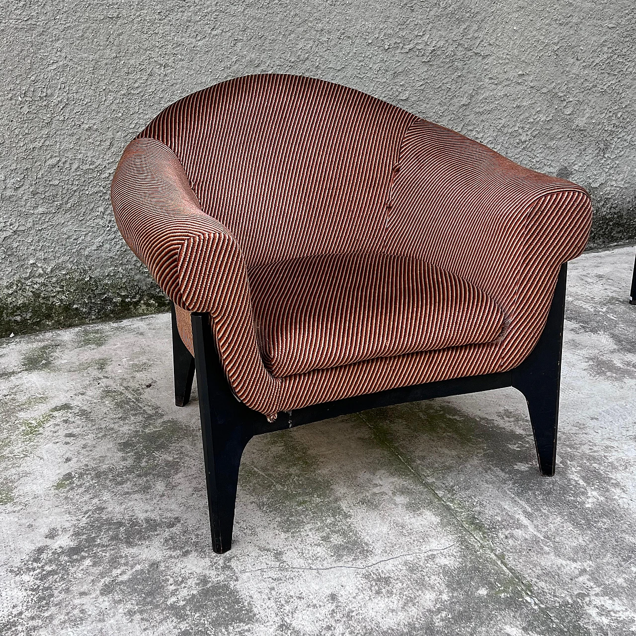 Pair of upholstered armchairs with stained wood frames, 1960s 7