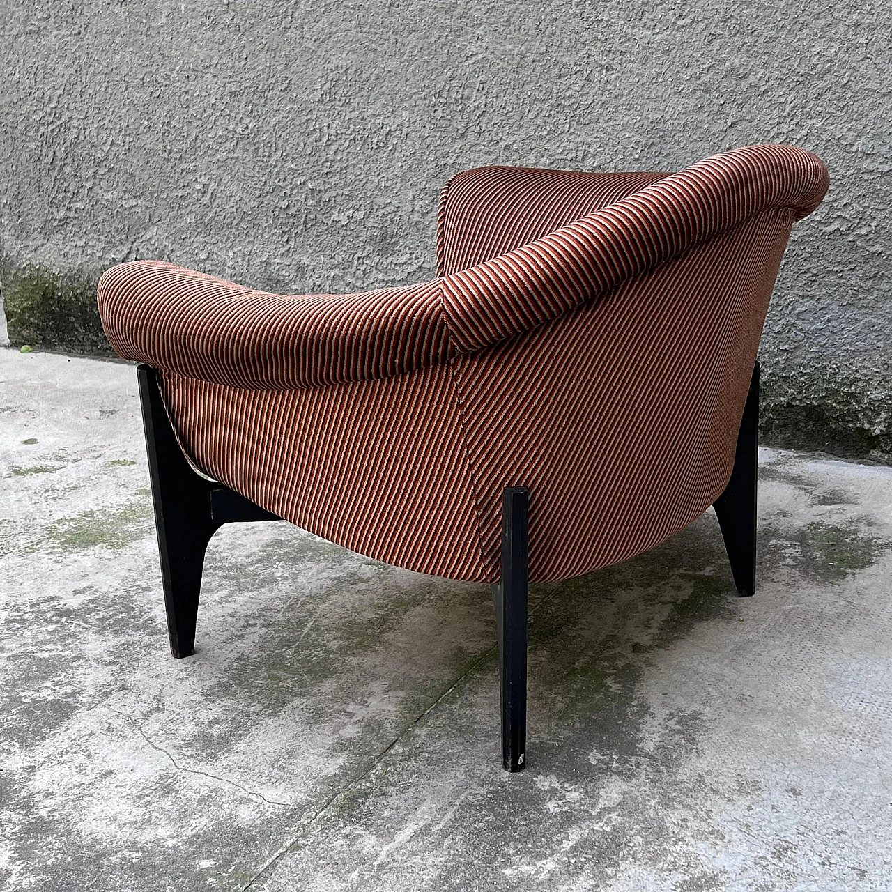 Pair of upholstered armchairs with stained wood frames, 1960s 8