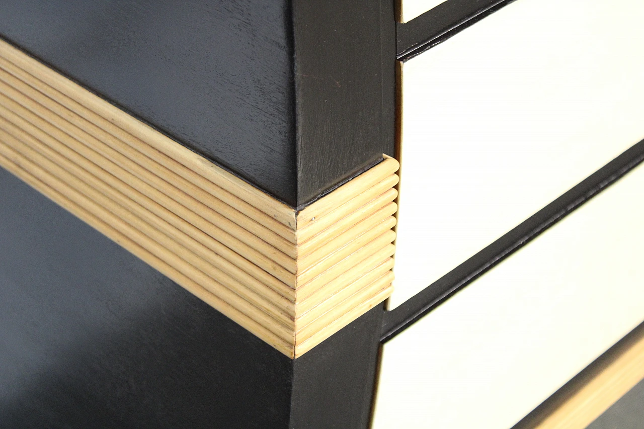 Black ebonized sideboard with maple inserts, 1940s 3