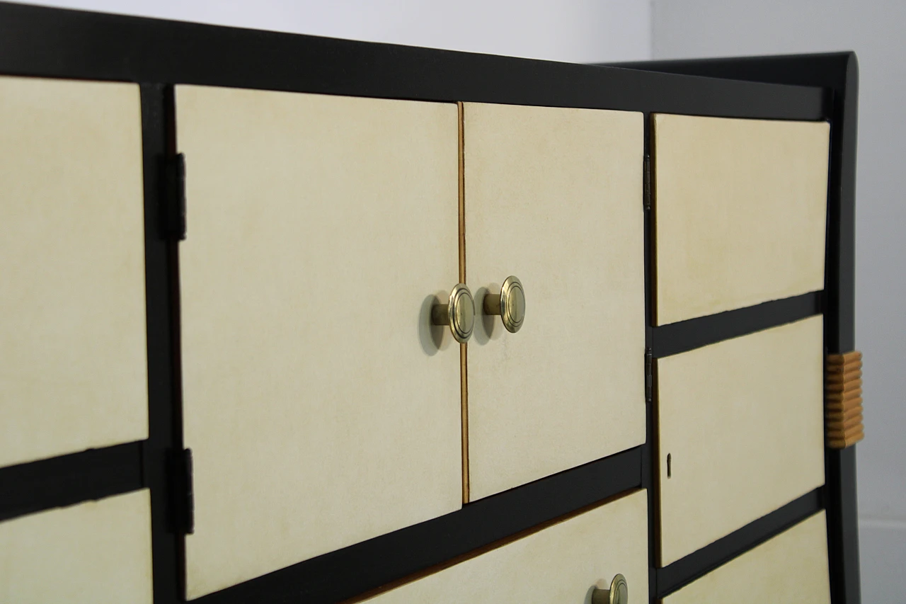 Black ebonized sideboard with maple inserts, 1940s 5