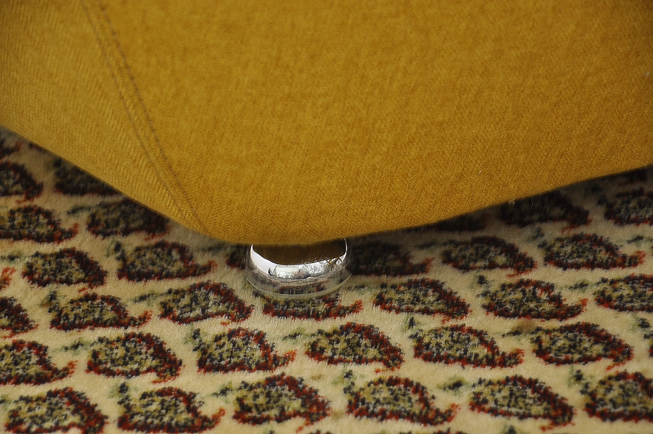 Yellow quilted armchair with chromed metal feet, 1960s 15