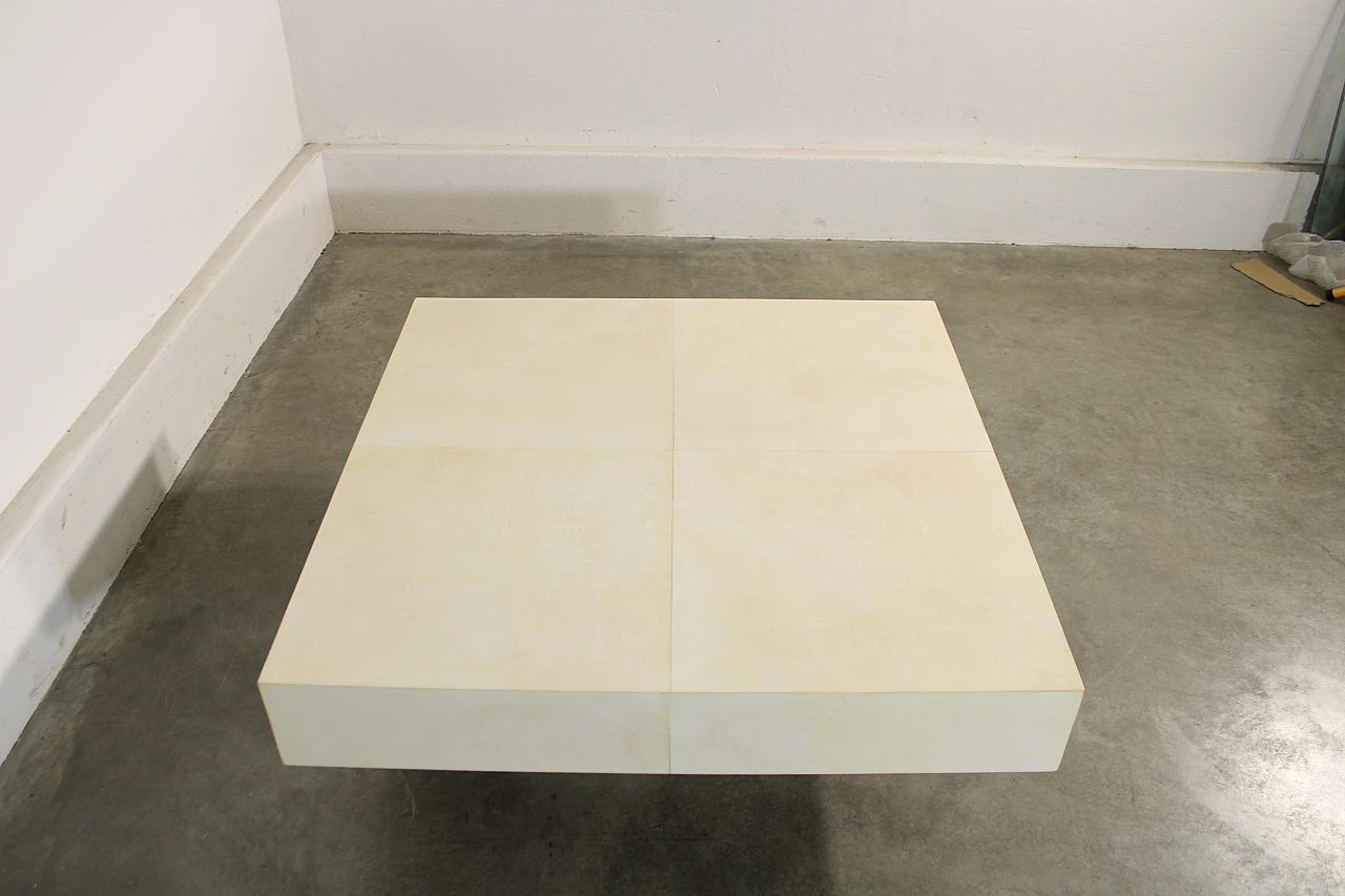 Coffee table in wood and parchment in the style of Aldo Tura, 1970s 4