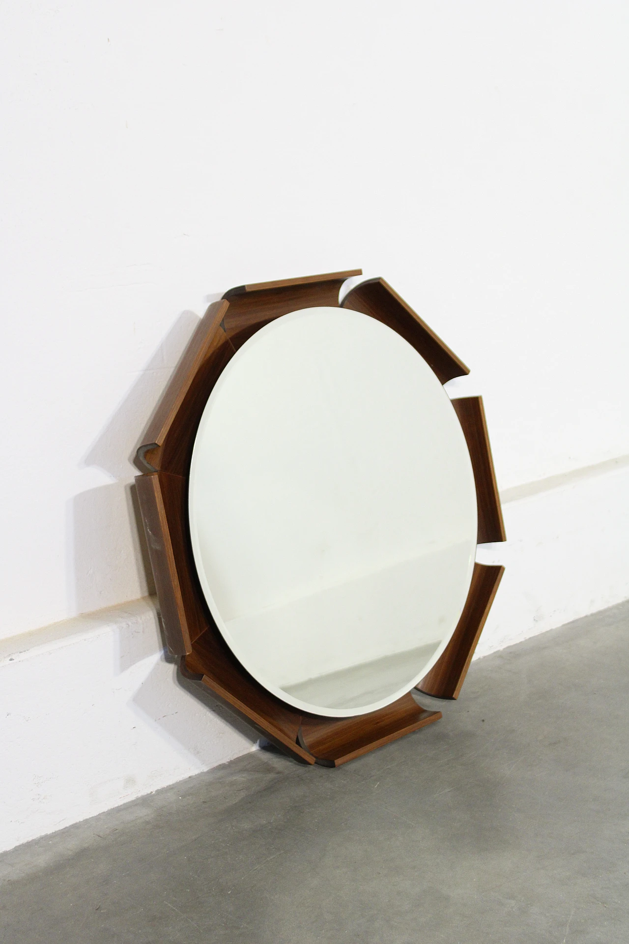 Wood backlit mirror attributed to ISA Bergamo, 1970s 1
