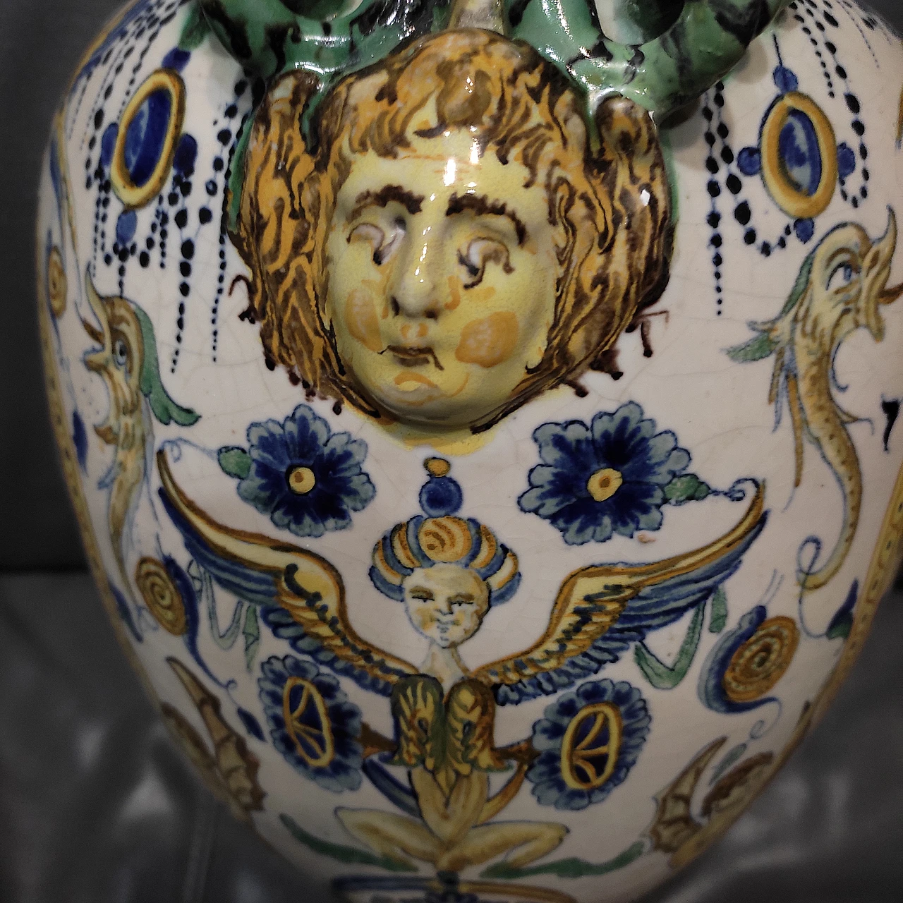 Vaso in ceramica A Grottesche con motivi fogliacei, '800 5