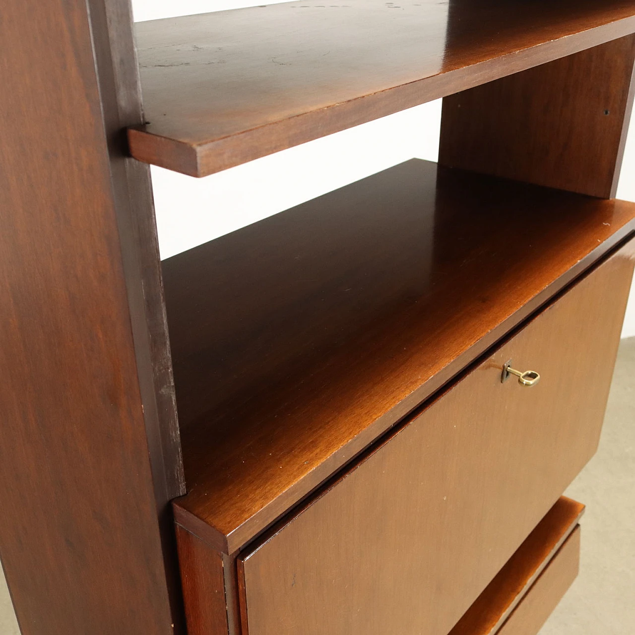 Libreria in legno impiallacciato noce tanganica tinto, anni '60 3