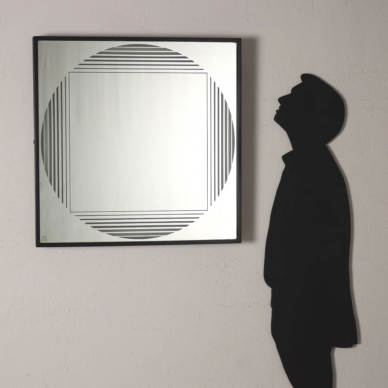 Wall mirror with optical motif, 1970s 2