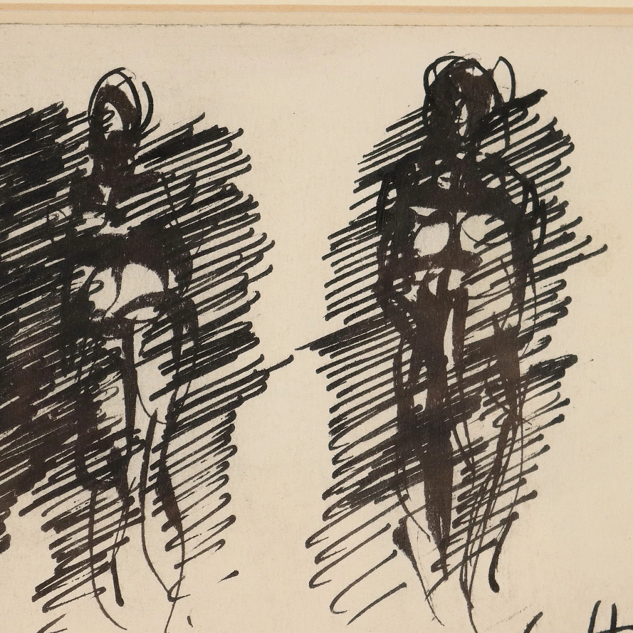 Ennio Morlotti, nudi, disegno a china su carta, 1963 4