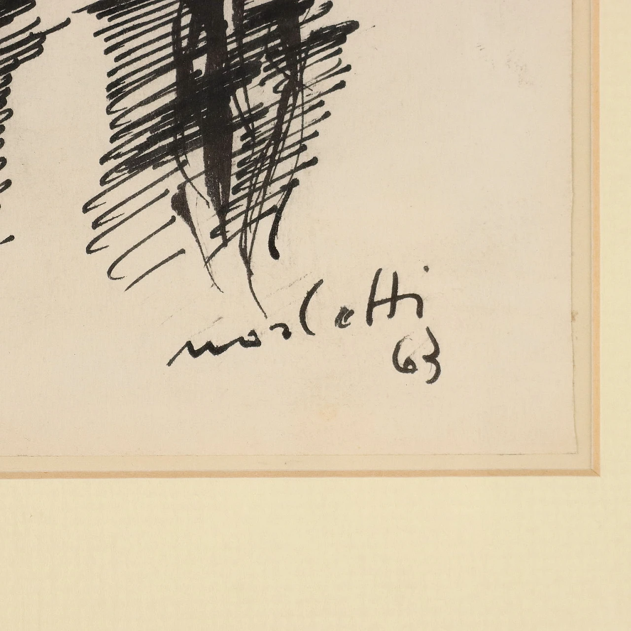 Ennio Morlotti, nudi, disegno a china su carta, 1963 5