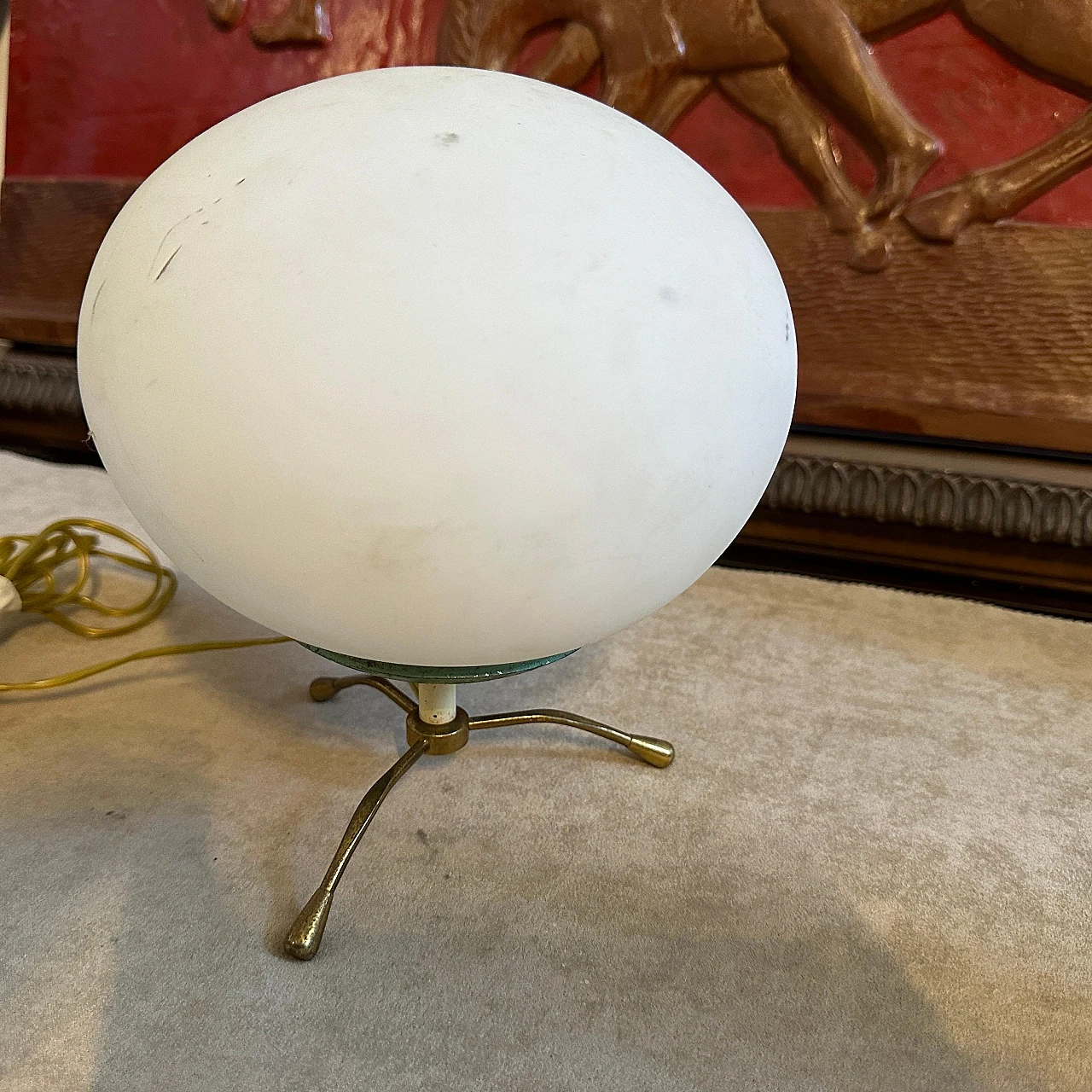 Lampada in metallo, ottone e vetro in stile Arredoluce, anni '50 6