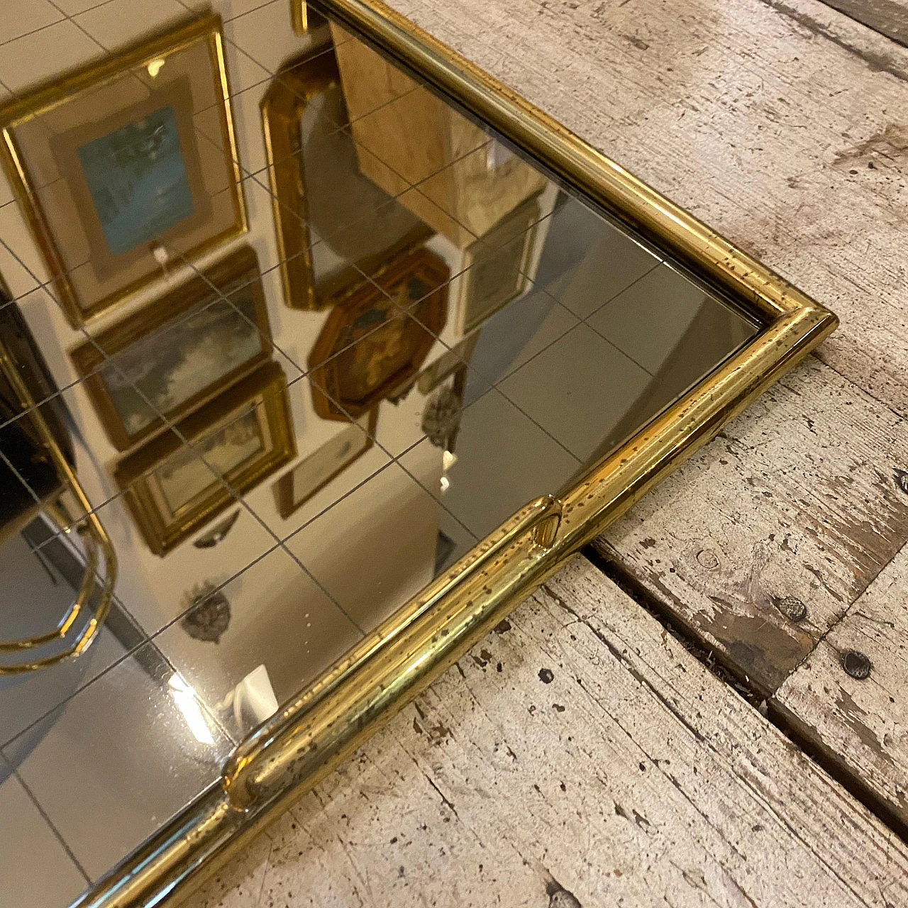 Brass and smoked glass tray in the style of Tommaso Barbi, 1970s 8