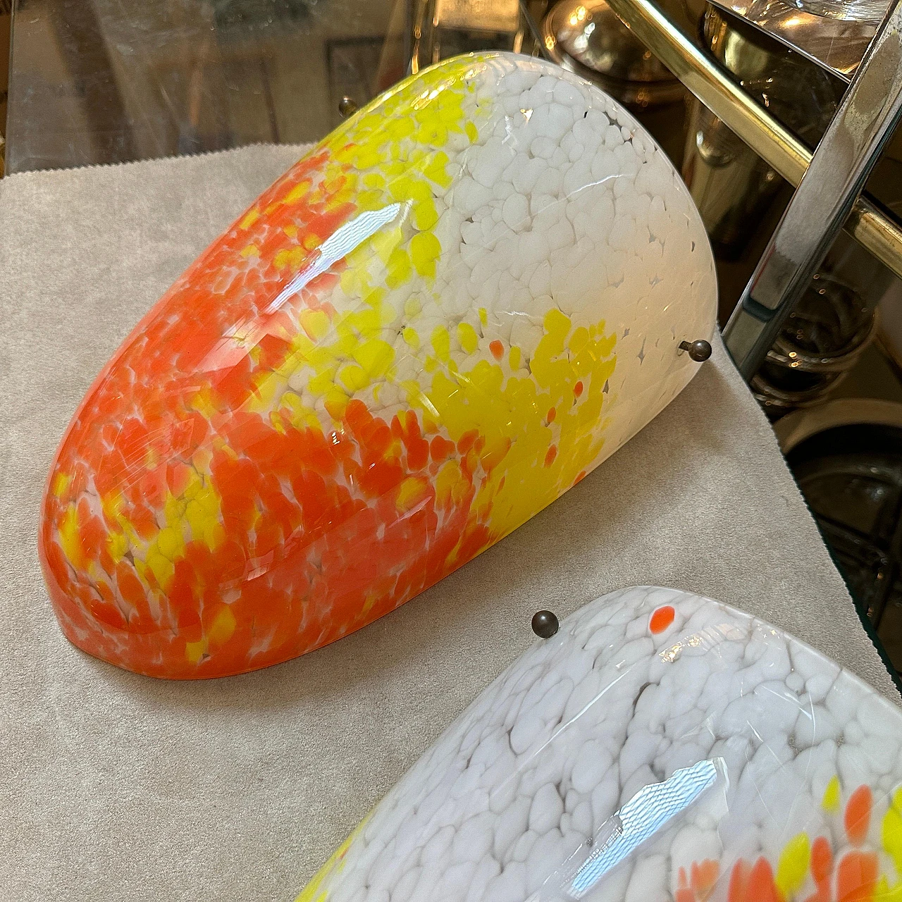 Pair of oval Murano glass lamps by Barovier, 1980s 3