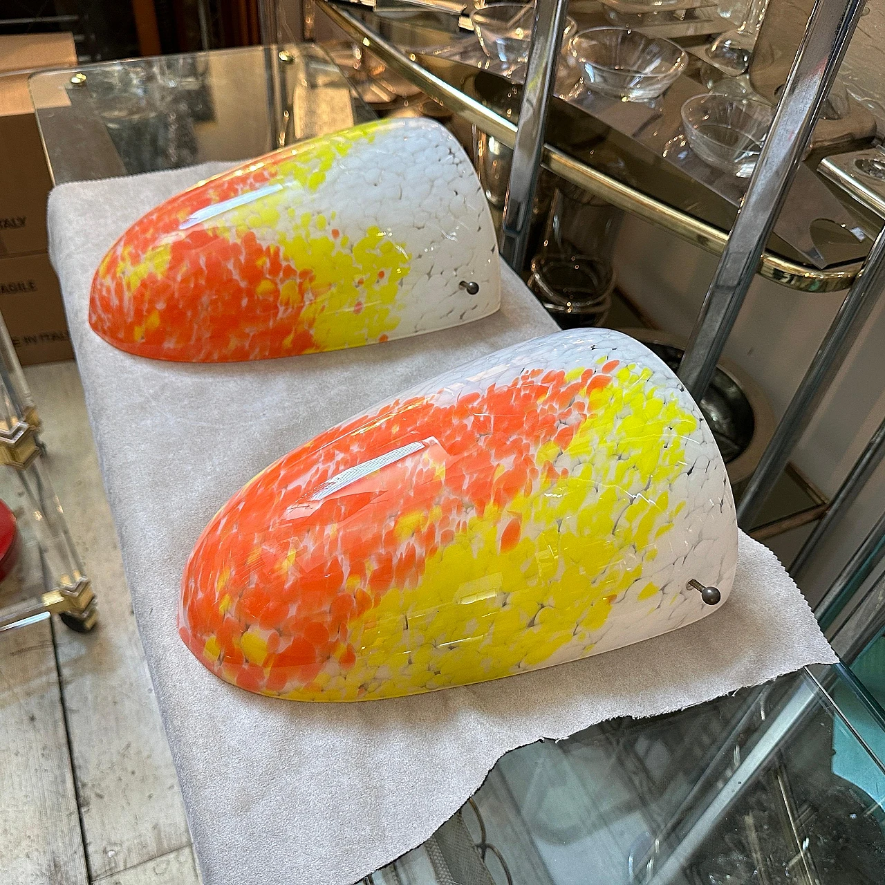 Pair of oval Murano glass lamps by Barovier, 1980s 7