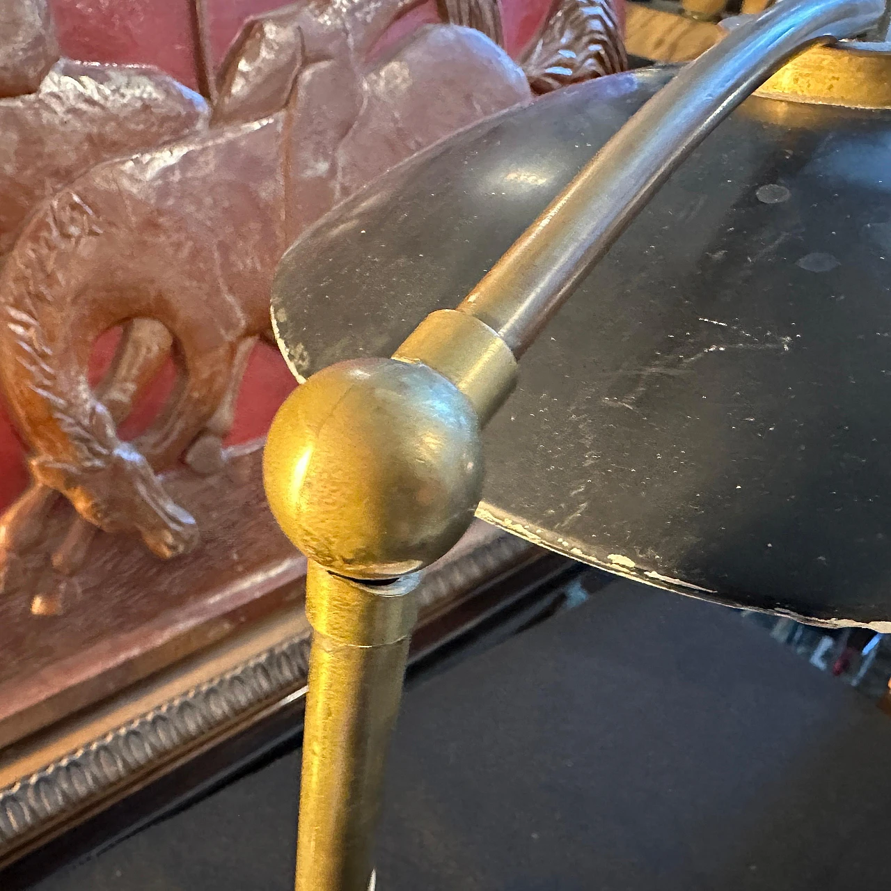 Brass and marble lamp attributed to Arredoluce, 1950s 5