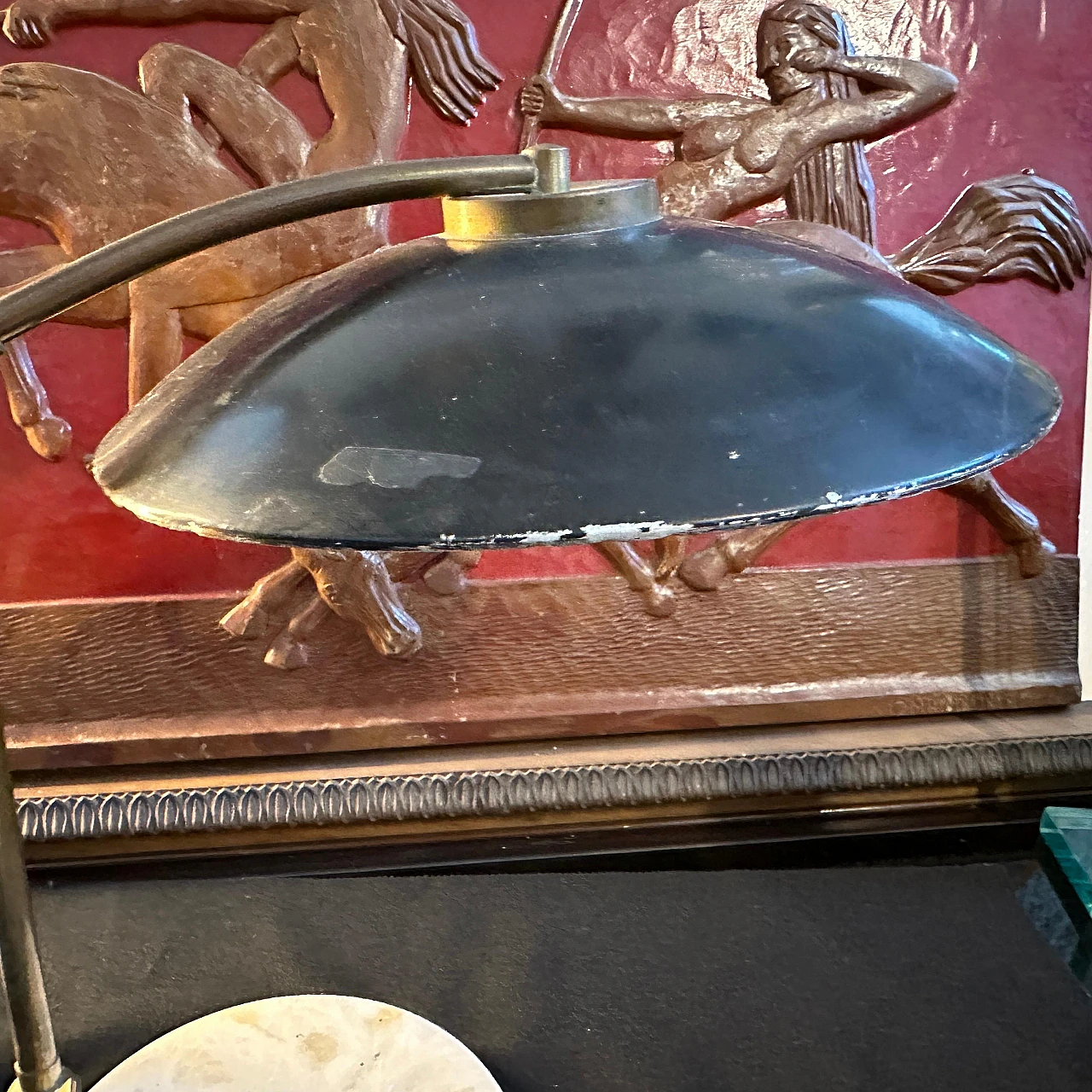 Brass and marble lamp attributed to Arredoluce, 1950s 11