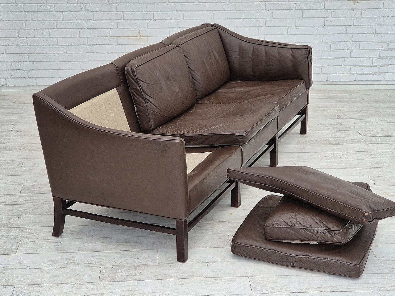 Brown leather sofa by G. Thams for Grant Møbelfabrik, 1970s 13