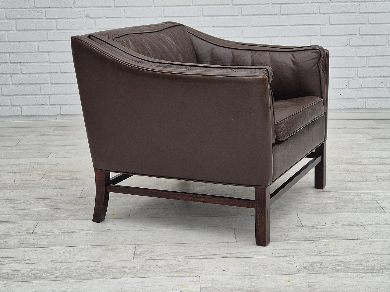 Poltrona marrone in pelle di G. Thams per Grant Møbelfabrik, anni '70 1