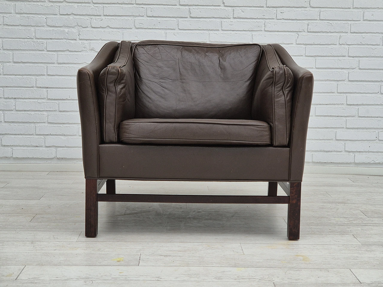 Poltrona marrone in pelle di G. Thams per Grant Møbelfabrik, anni '70 2
