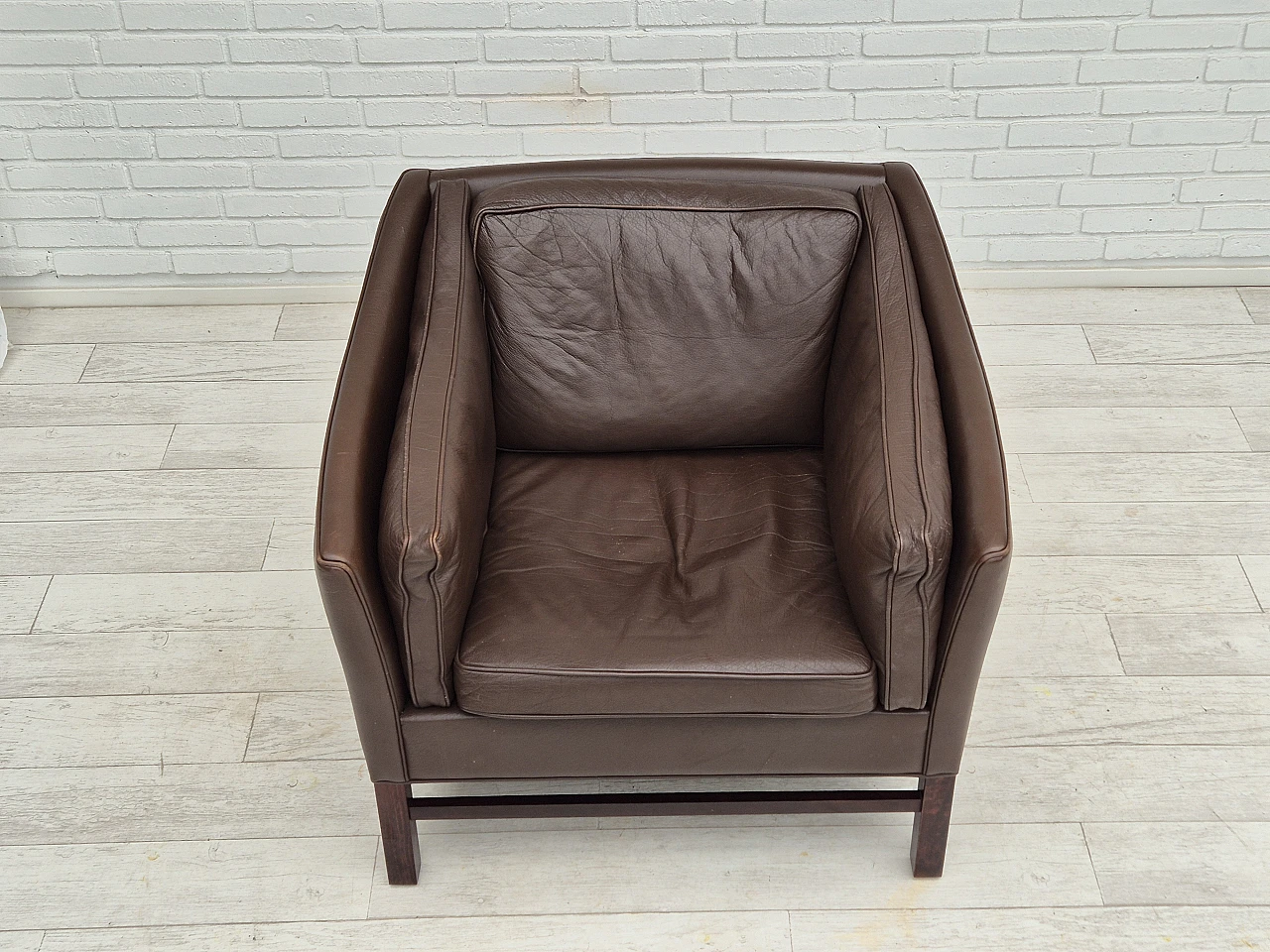 Poltrona marrone in pelle di G. Thams per Grant Møbelfabrik, anni '70 3