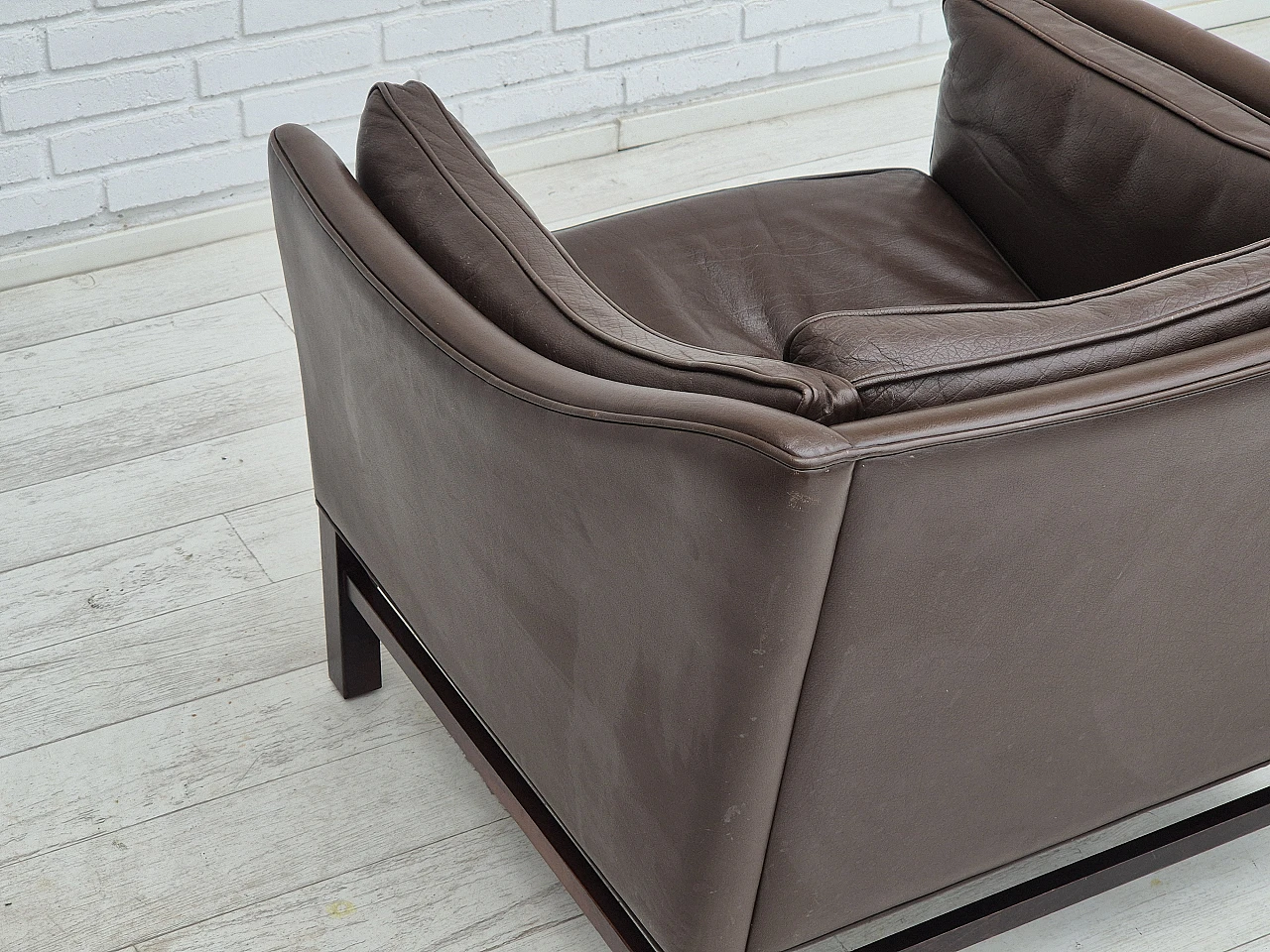 Poltrona marrone in pelle di G. Thams per Grant Møbelfabrik, anni '70 6