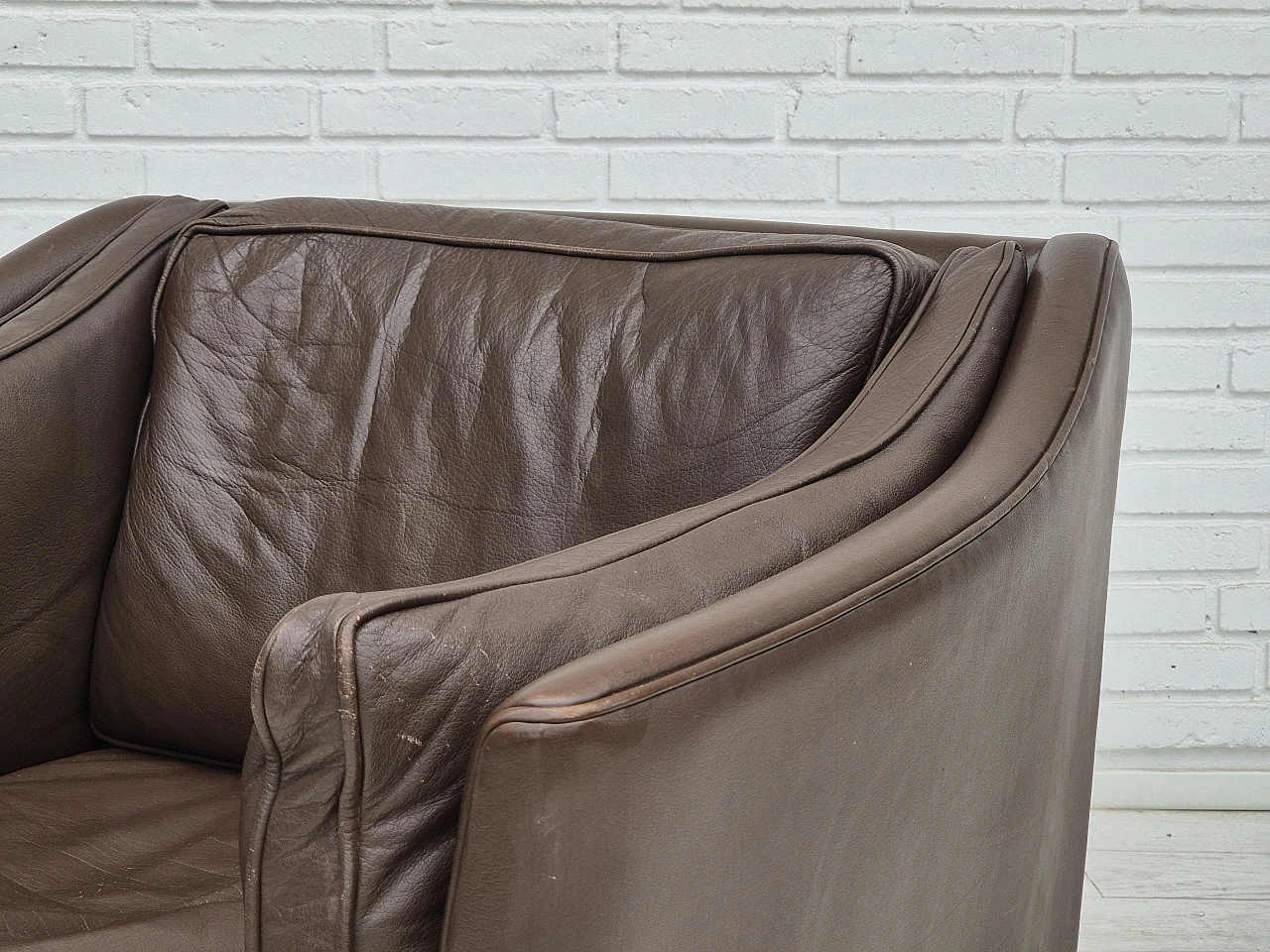 Poltrona marrone in pelle di G. Thams per Grant Møbelfabrik, anni '70 10