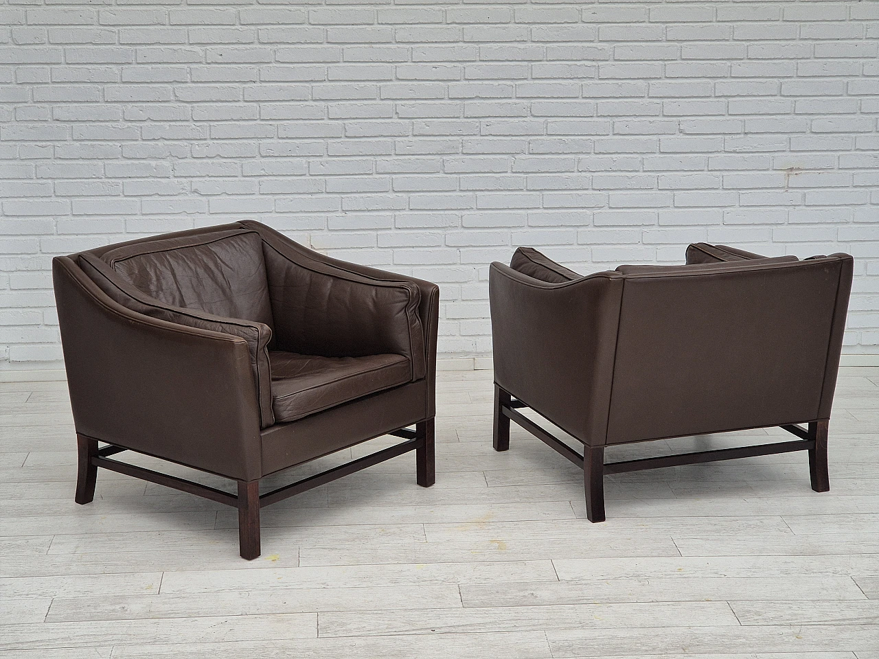 Poltrona marrone in pelle di G. Thams per Grant Møbelfabrik, anni '70 15