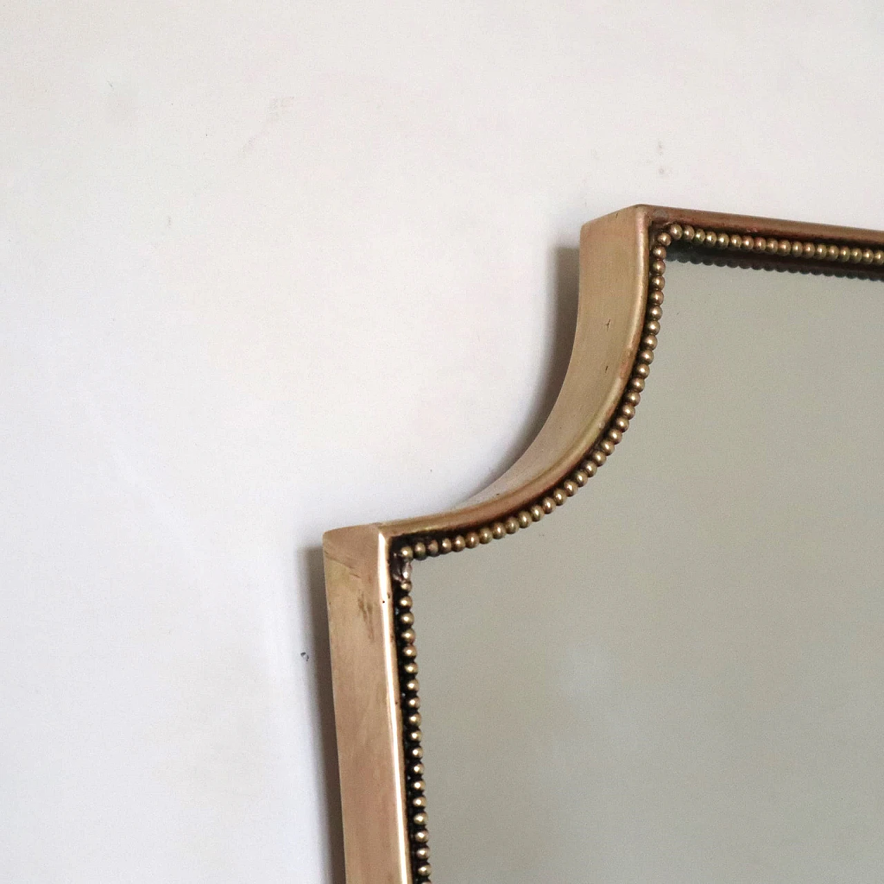 Shield mirror with golden brass frame, 1960s 2