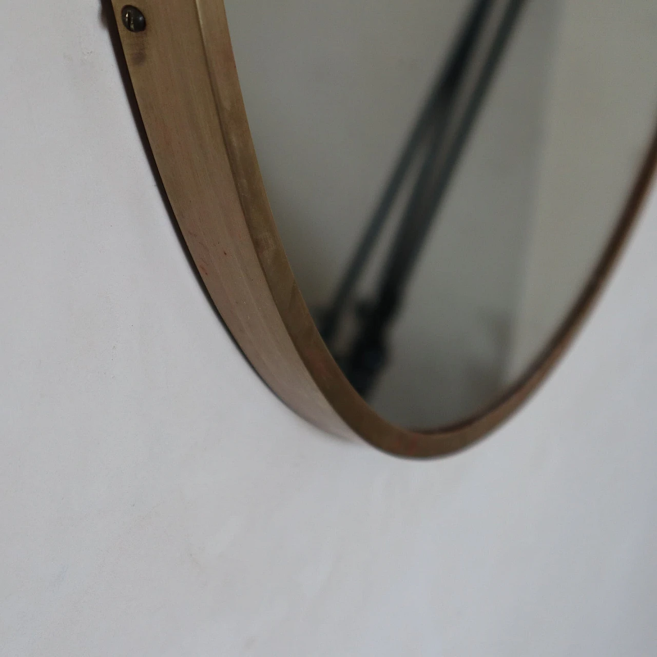 Shield-shaped mirror with brass frame, 1960s 1