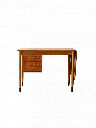 Scandinavian extendable teak and birch desk, 1960s