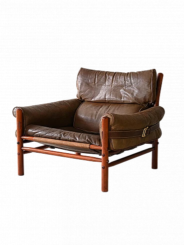 Wood and leather armchair by Arne Norell, 1960s