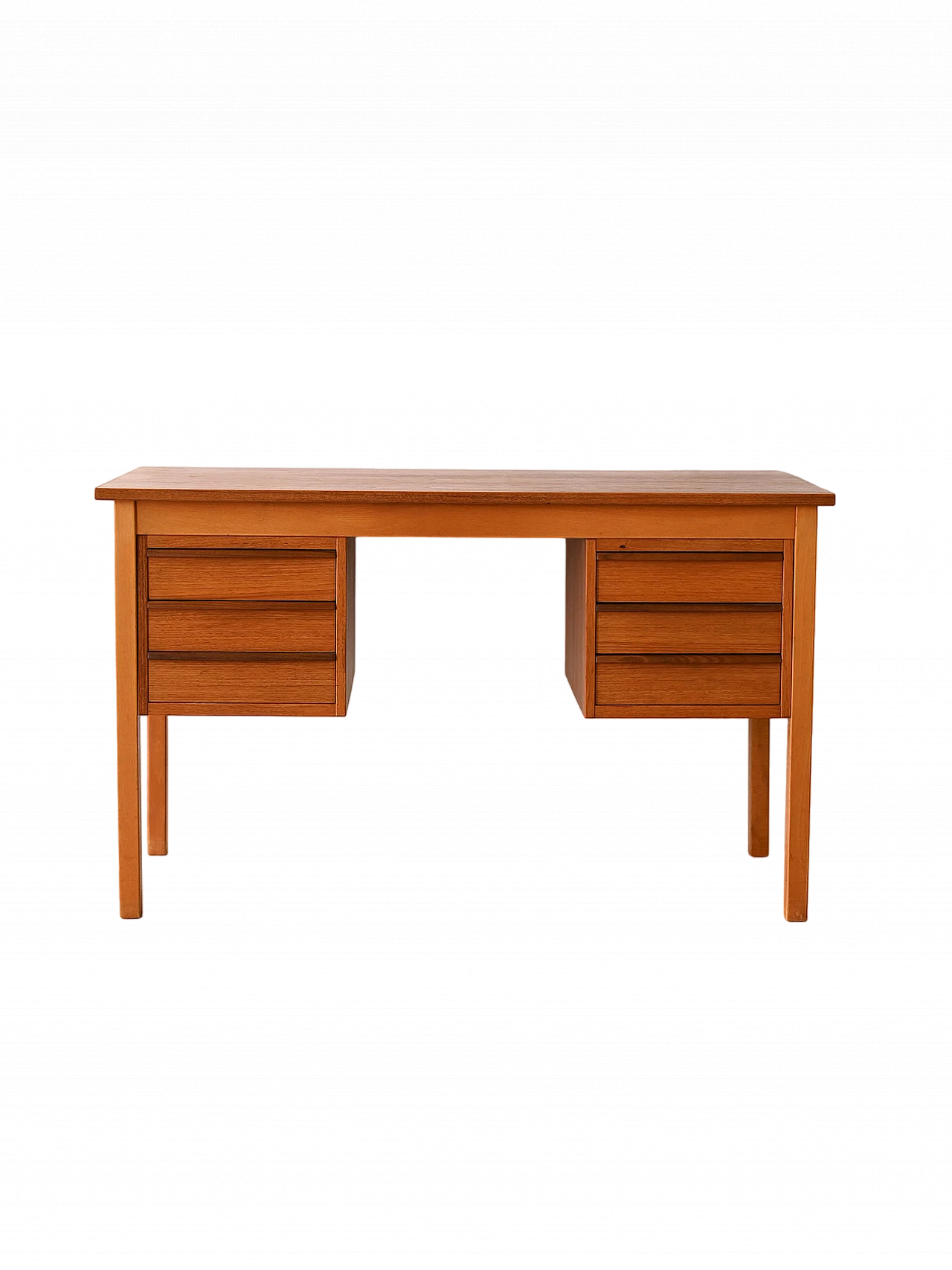 Scandinavian teak desk with birch details, 1960s 10