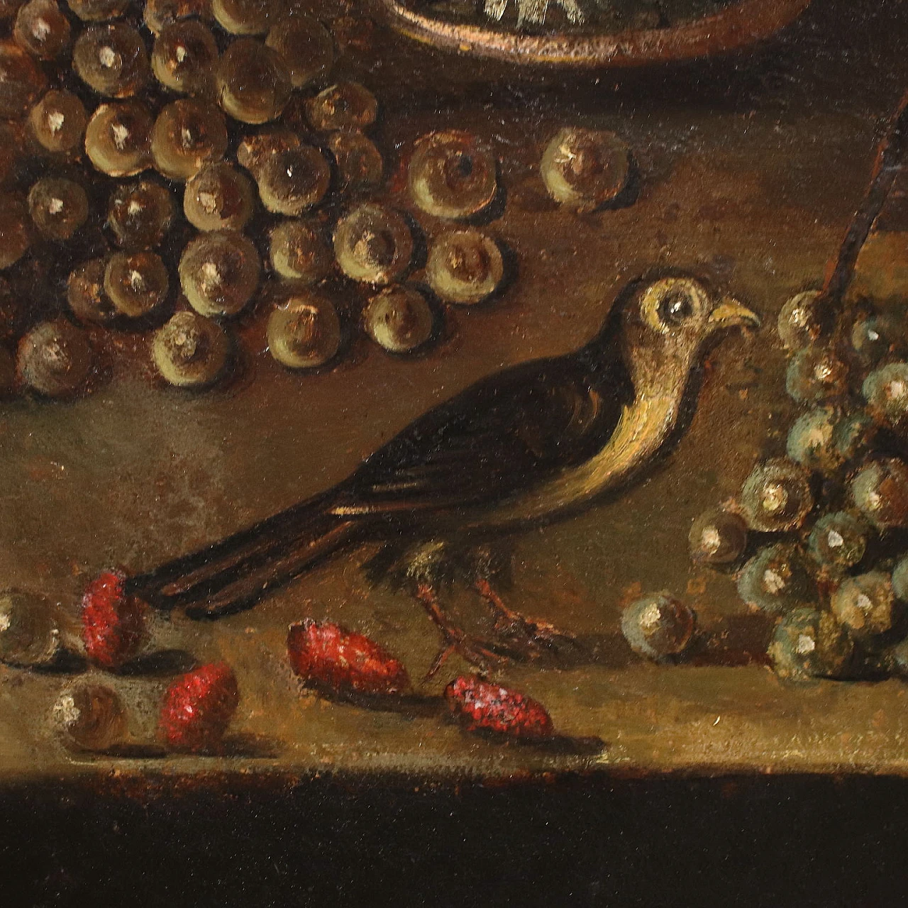 Still life with flowers & goldfinch, oil on canvas, 17th century 8