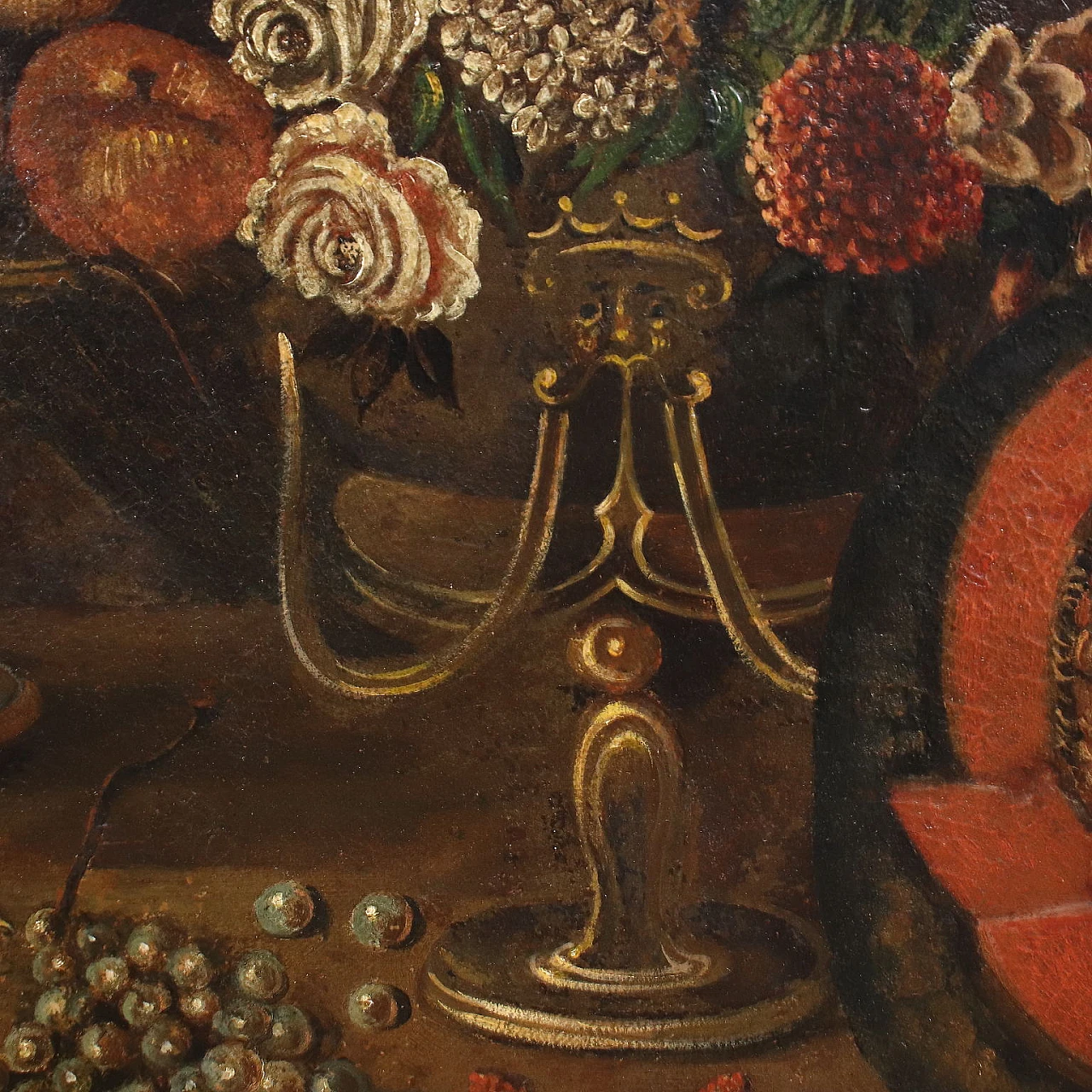 Still life with flowers & goldfinch, oil on canvas, 17th century 11