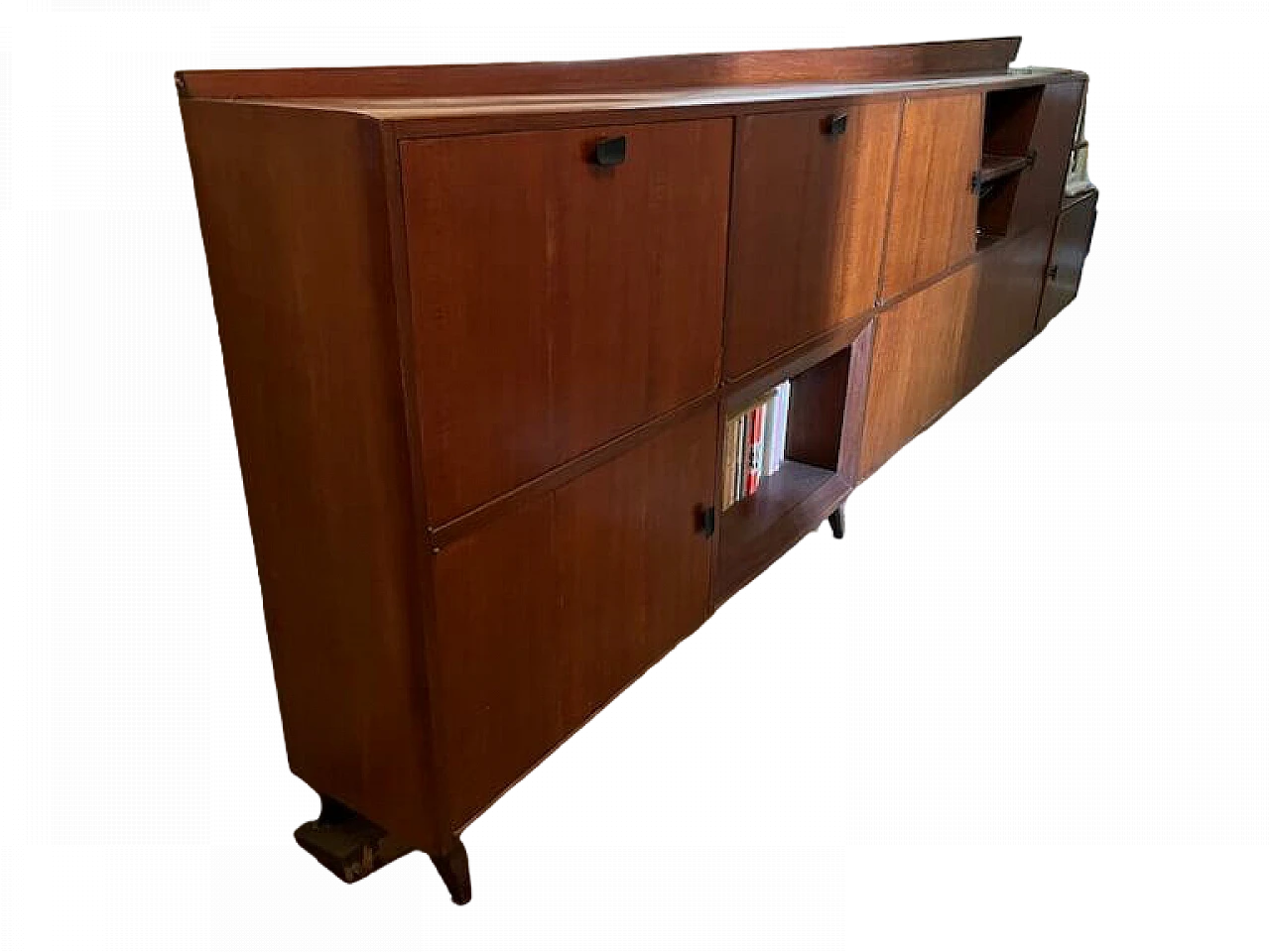 Solid walnut sideboard with open shelves, 1970s 4