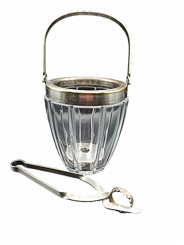 Glass and metal ice bucket, 1960s