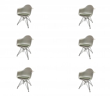 6 Dar chairs & green cushions by C. & R. Eames for Vitra, 2009