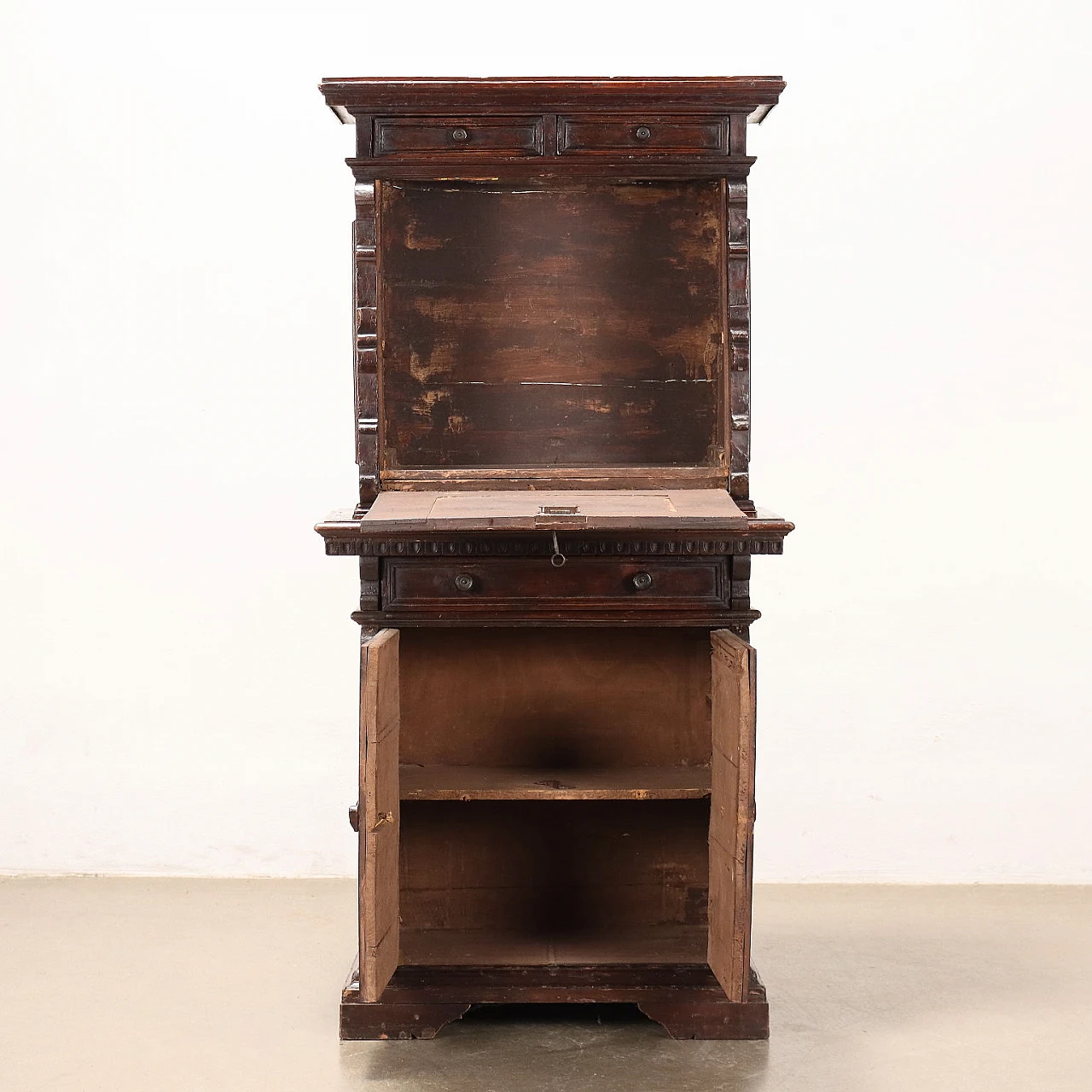 Walnut cupboard with flap door and drawer, 19th century 4